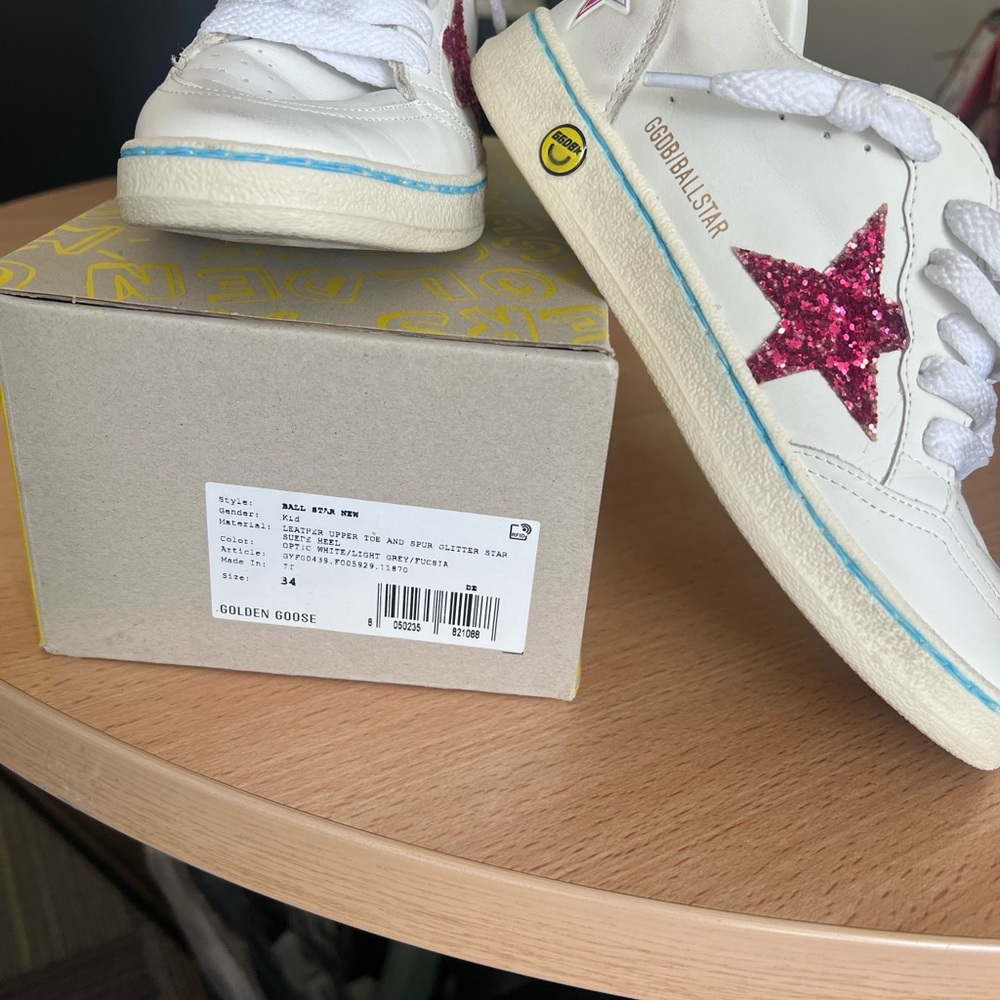 Golden Goose Kids Sneakers - White with Pink Star
